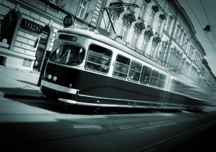 Black and white train tram transport Photo