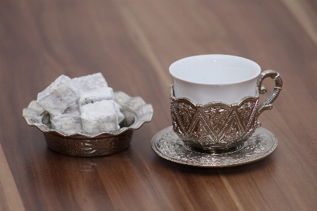 Glass cup food saucer Photo