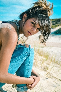 Beach sand person girl Photo