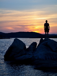 Man beach landscape sea Photo