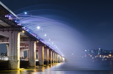 Water light bridge night Photo