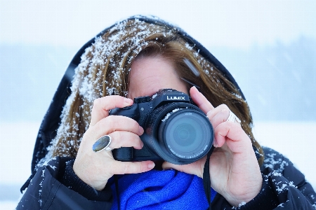 Hand person snow cold Photo