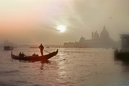 Sea architecture fog sunset Photo