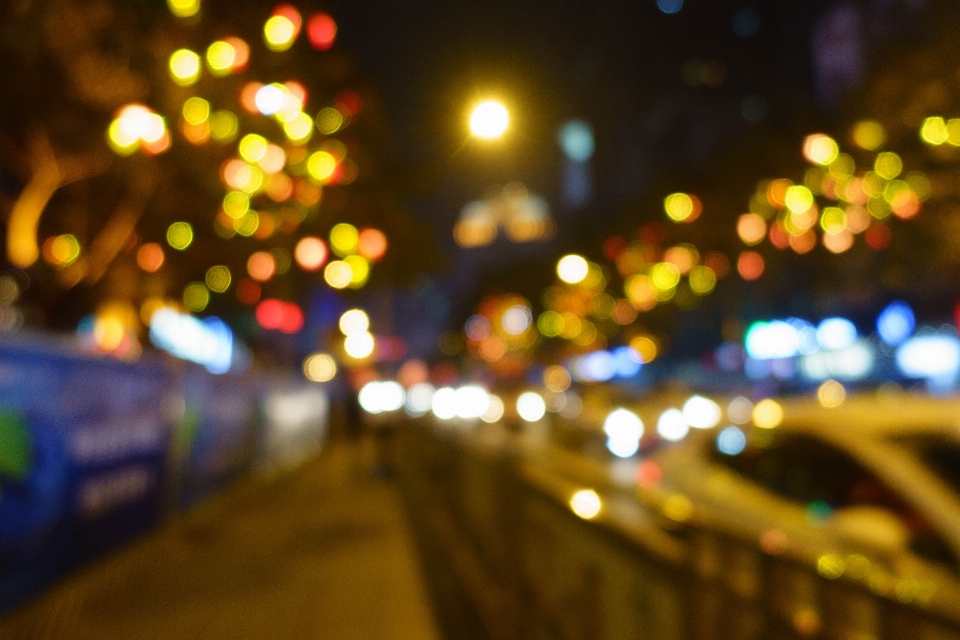 Light bokeh street night