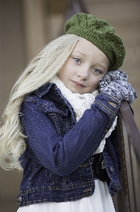 Winter girl hair portrait Photo