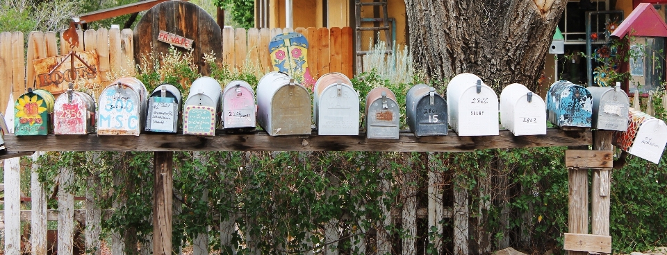 Community colorful quaint mailboxes