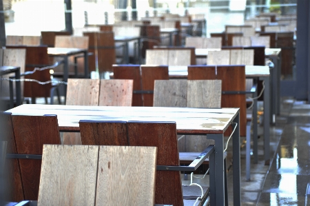 Table wood street perspective Photo