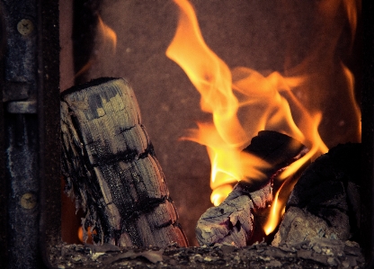 Wood warm orange flame Photo