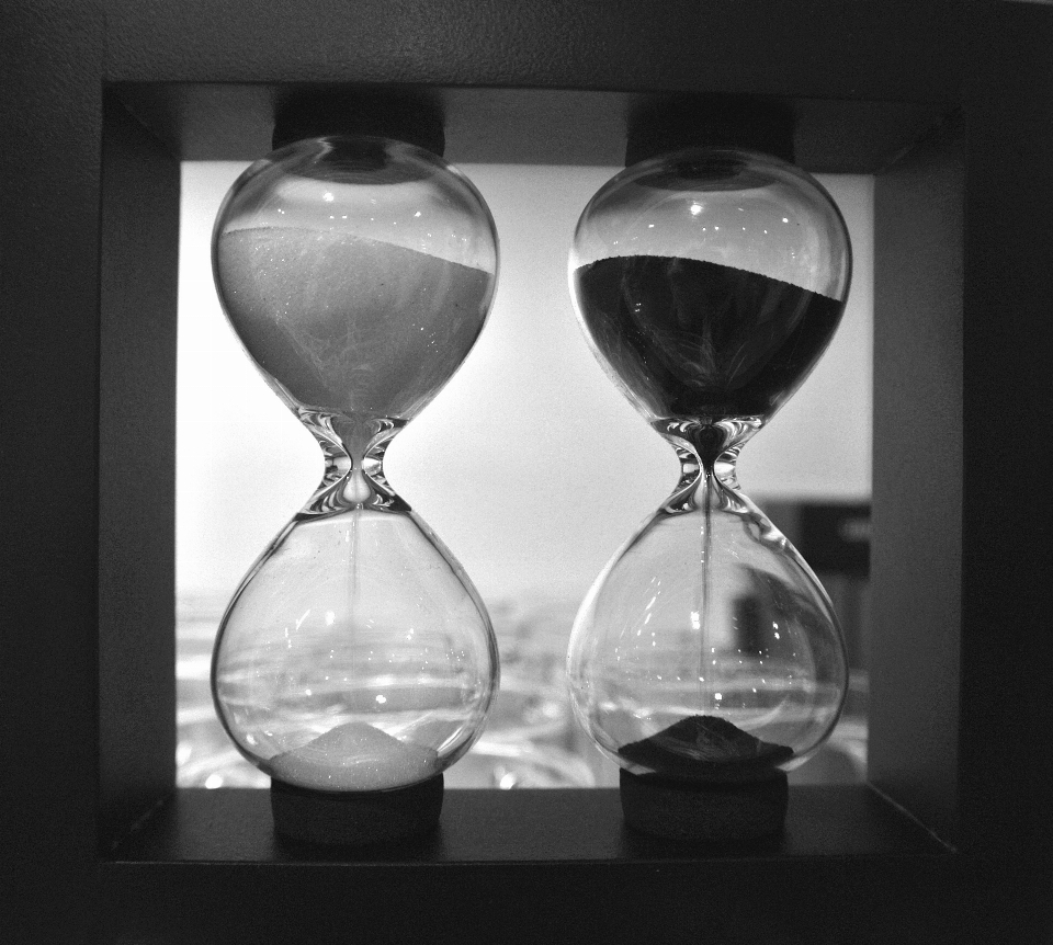 Black and white glass time