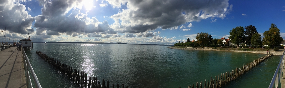 Foto água sol lago panorama