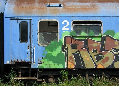 Train transport vehicle graffiti Photo