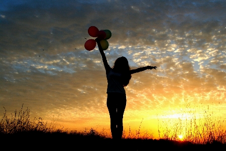 Silhouette cloud sky girl Photo