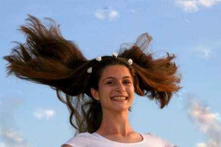 Cloud sky girl hair Photo