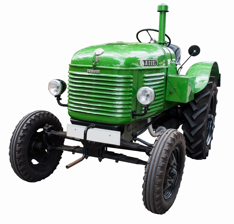 Trator roda velho verde