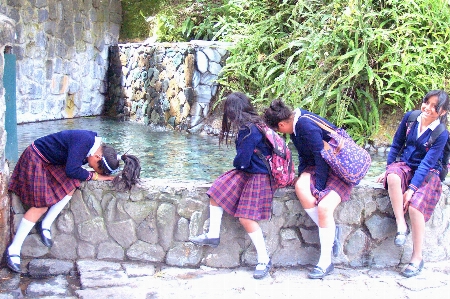 Waterfall people hair pool Photo