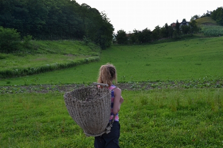 Grass walking girl field Photo