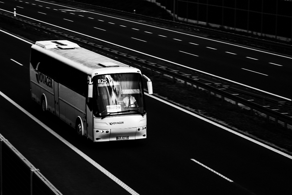 Black and white highway transport vehicle