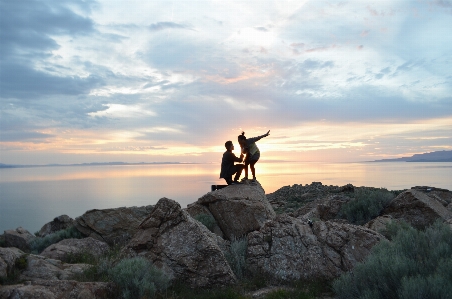 Man landscape sea coast Photo