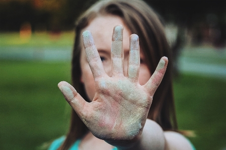 Hand grass creative girl Photo