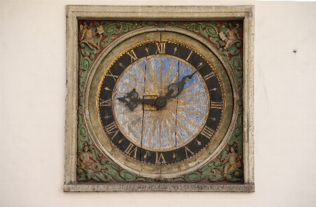 Wood antique window clock Photo