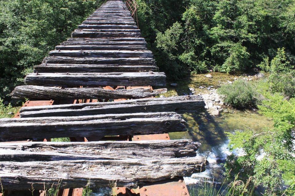 Bridge building old wreckage