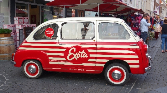 Car retro red vehicle Photo