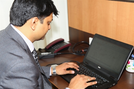 Laptop desk computer writing Photo