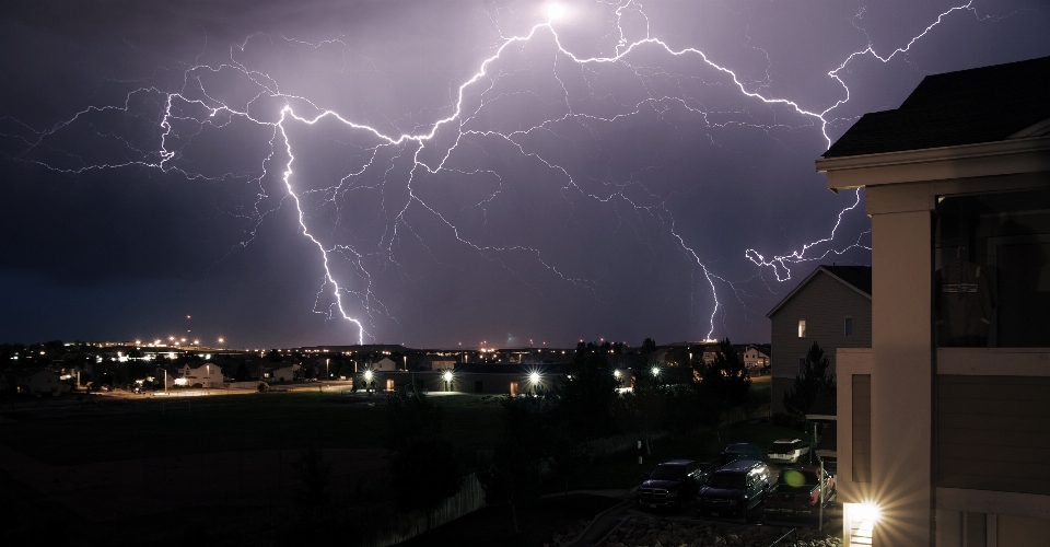 Light night weather storm