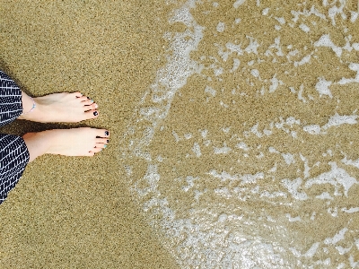 Hand sea sand shoe Photo