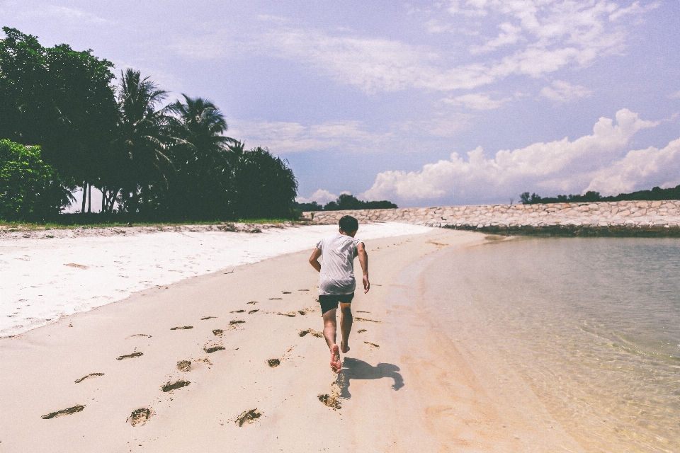 Homme plage mer côte