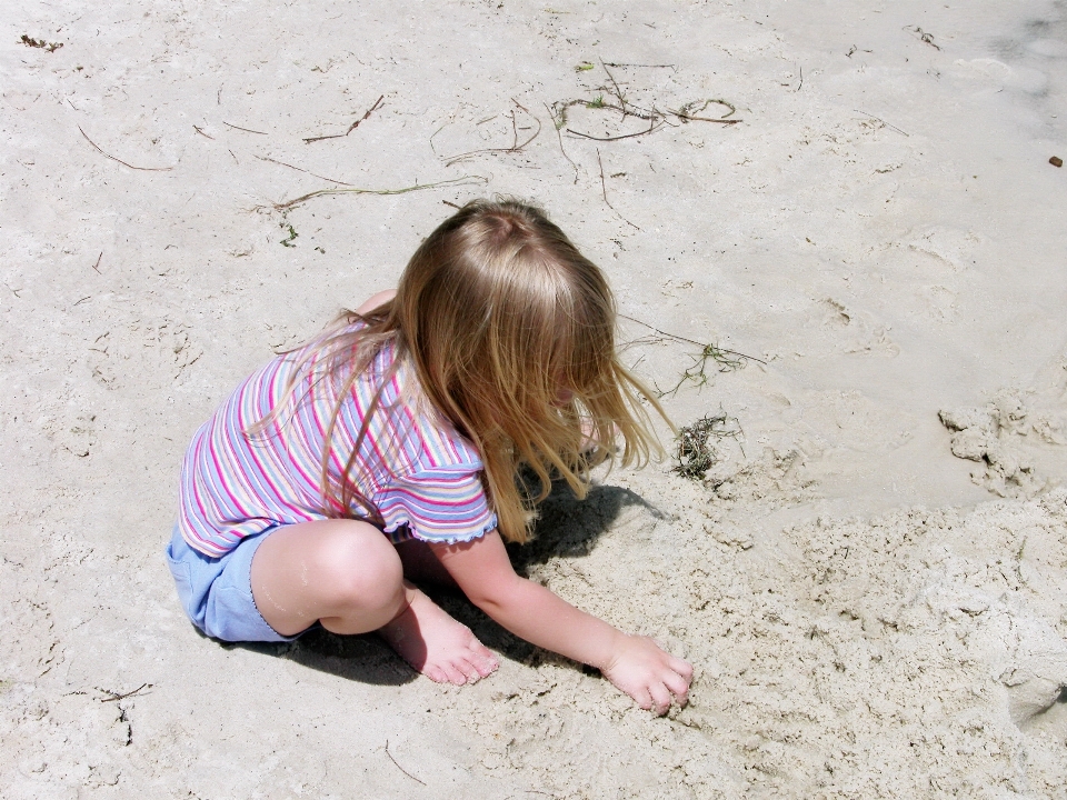 Main plage sable personne