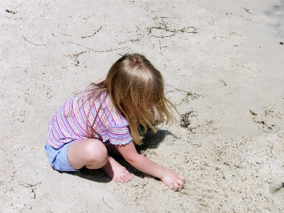 Hand beach sand person Photo