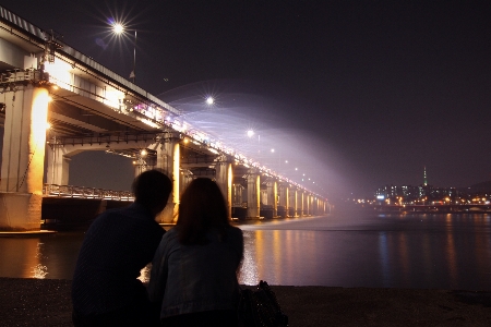 Light bridge skyline night Photo