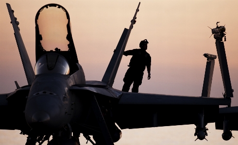 Silhouette wing sunset airplane Photo