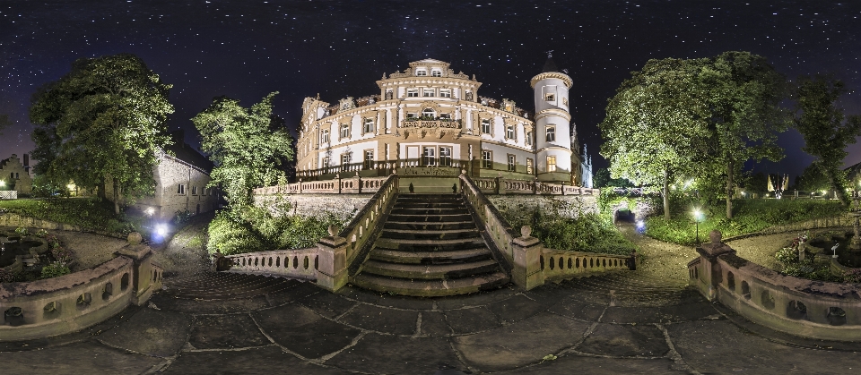 Night mansion cityscape panorama