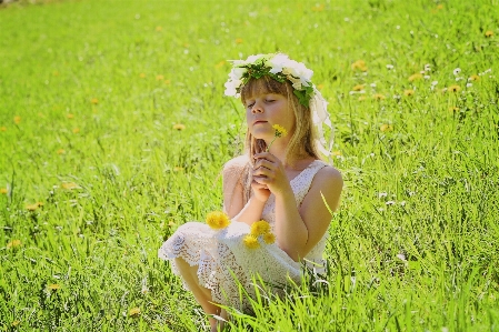 自然 草 植物 女の子 写真