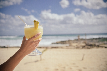 Hand beach sea sand Photo