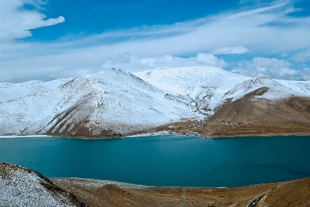 Foto Paisaje mar montaña nieve