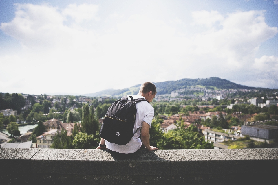 Homme paysage personnes ciel