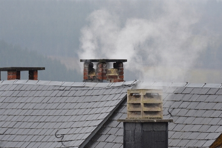 Photo Froid hiver toit cheminée