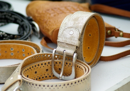 Hand leather clothing belt Photo