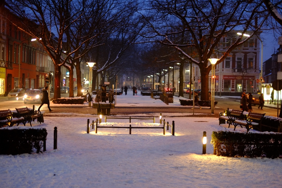 Nevicare inverno strada notte