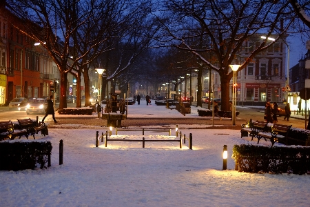 Snow winter street night Photo