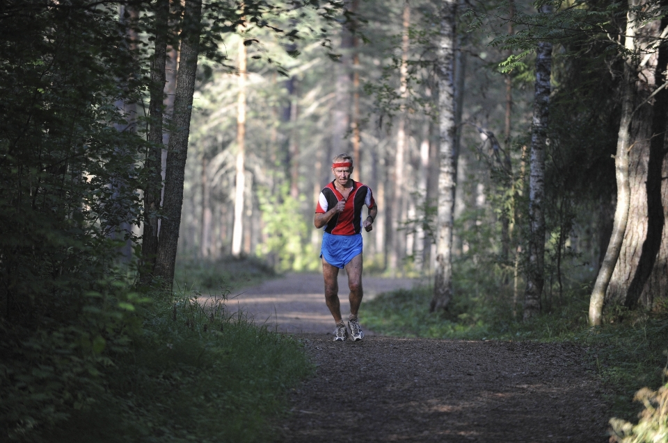 Man forest walking trail