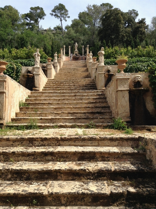 Parede jardim têmpora escadaria