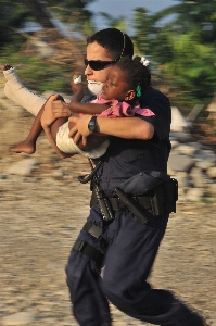 Person running child medicine Photo