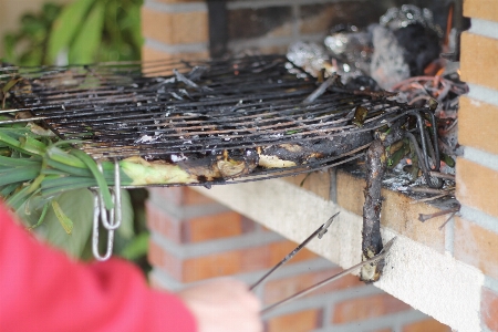 Foto Kayu piring makanan api