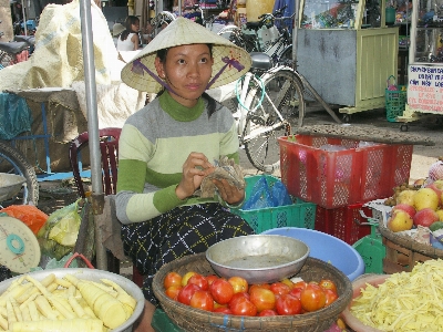 Woman city dish food Photo