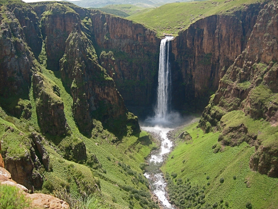 Landscape waterfall river valley