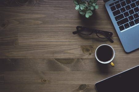 Laptop desk table coffee Photo